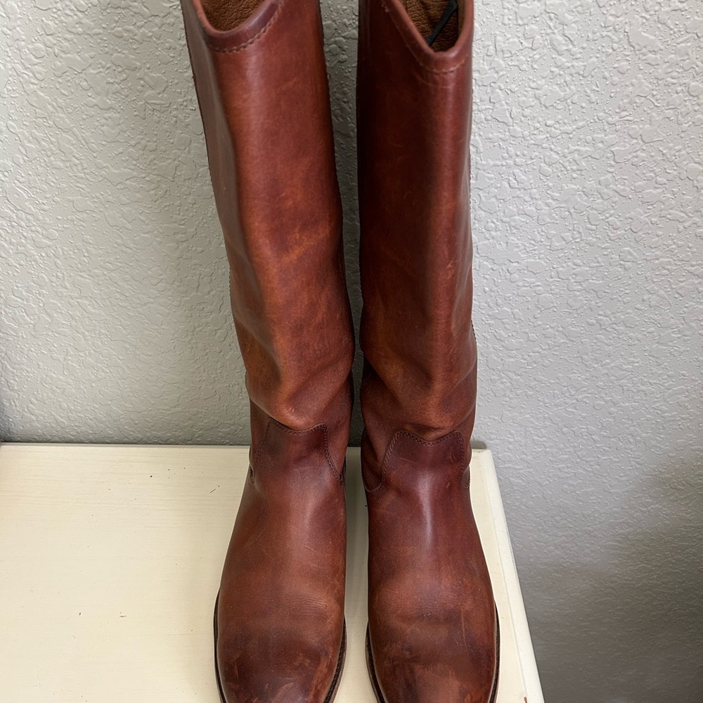 Frye Chestnut Leather Heeled Boots